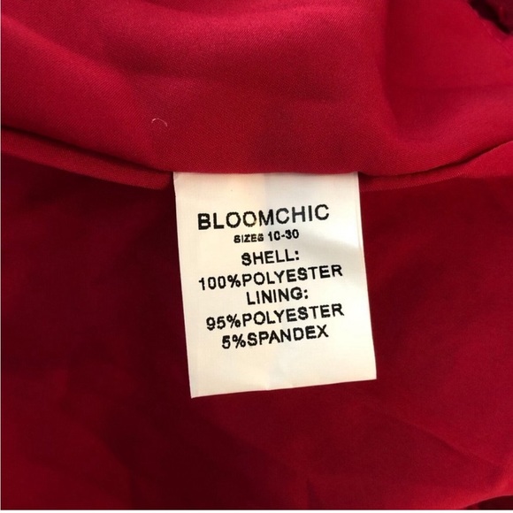 NWT Bloomchic Red Chevron Mesh Surplice Neck Belted Blouse - Picture 7 of 8